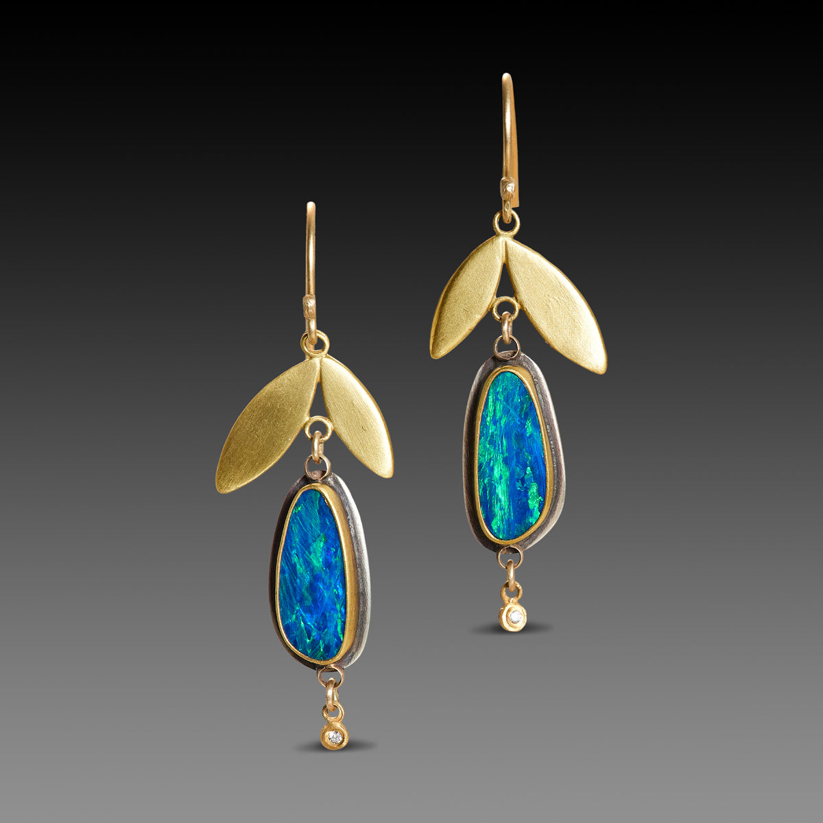14 Karat Gold Plated Synthetic Blue Opal Studs - Wholesale Silver Jewelry -  Silver Stars Collection